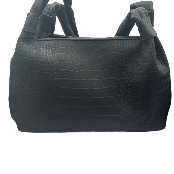 LALO handbag Black Crocodile-Embossed Tote Italian Handbag NWOT - Picture 2 of 12